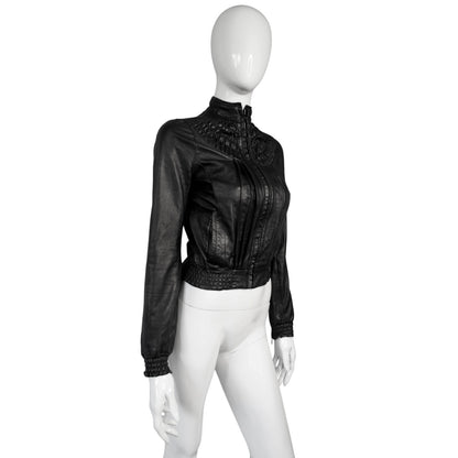 + Pleated leather jacket +
