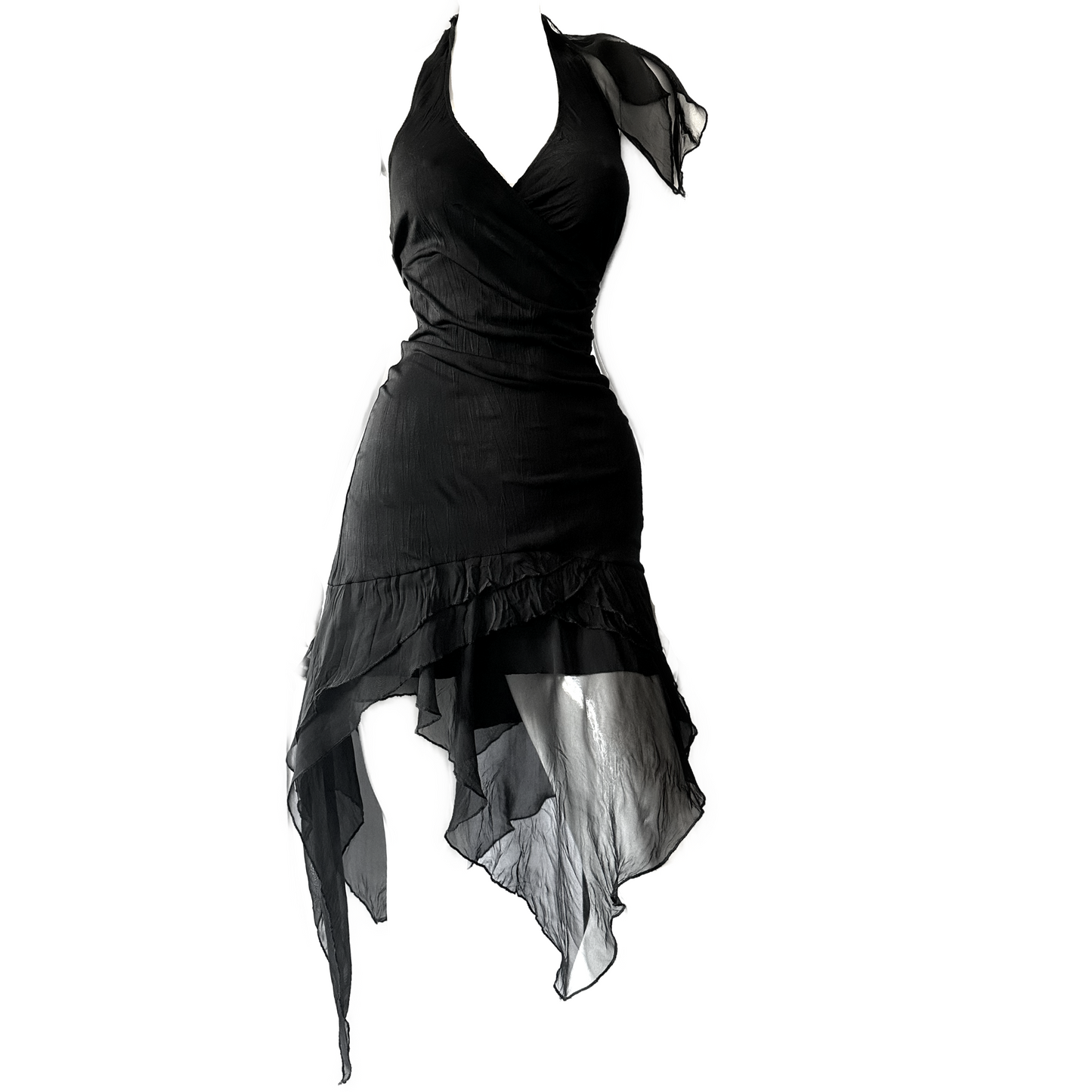 + Asymmetrical mesh dress +