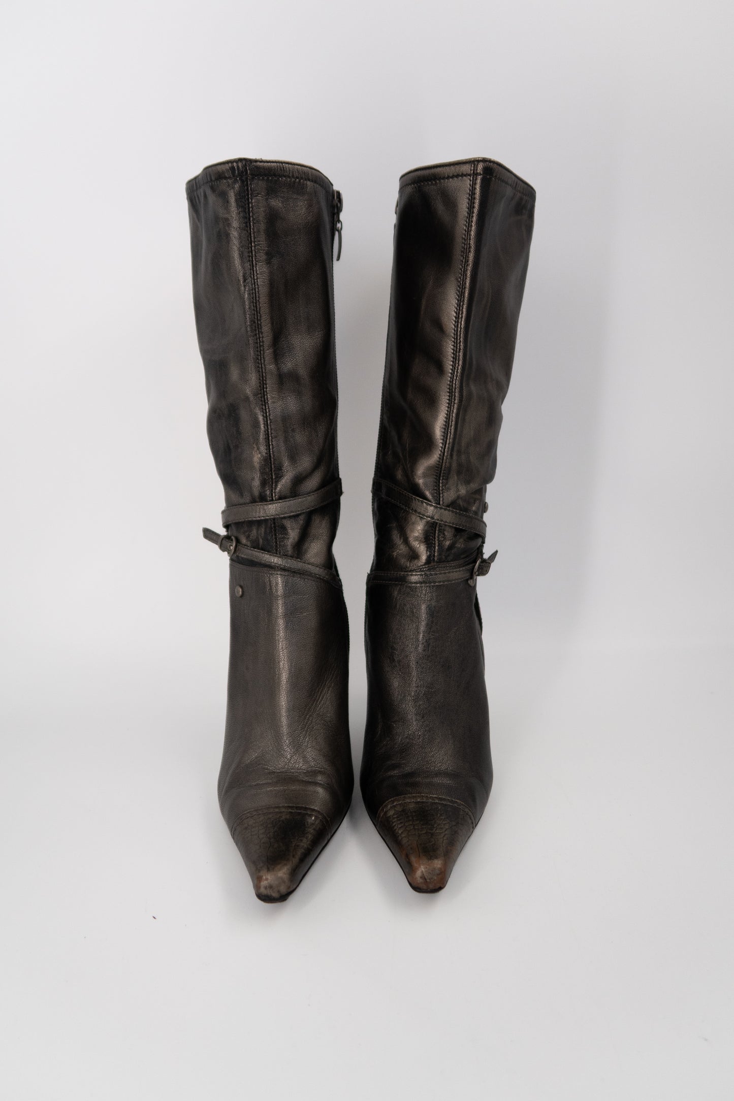 + Vintage bronze heel boots +