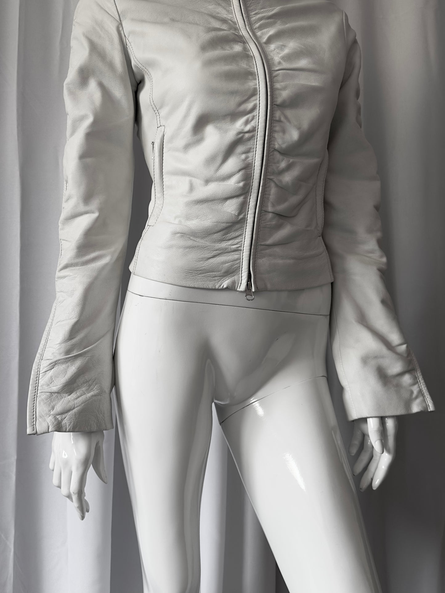 + Drapery leather white jacket +