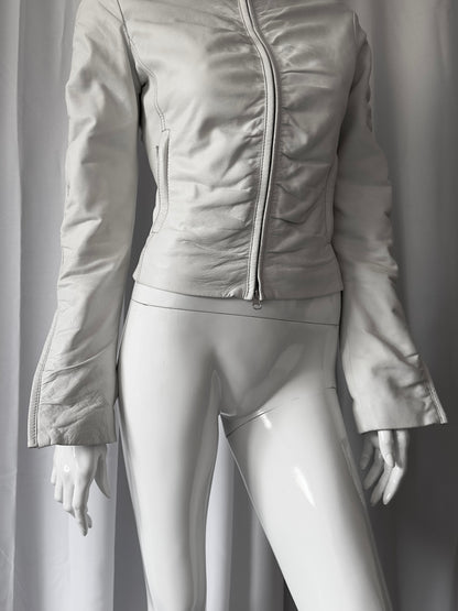 + Drapery leather white jacket +