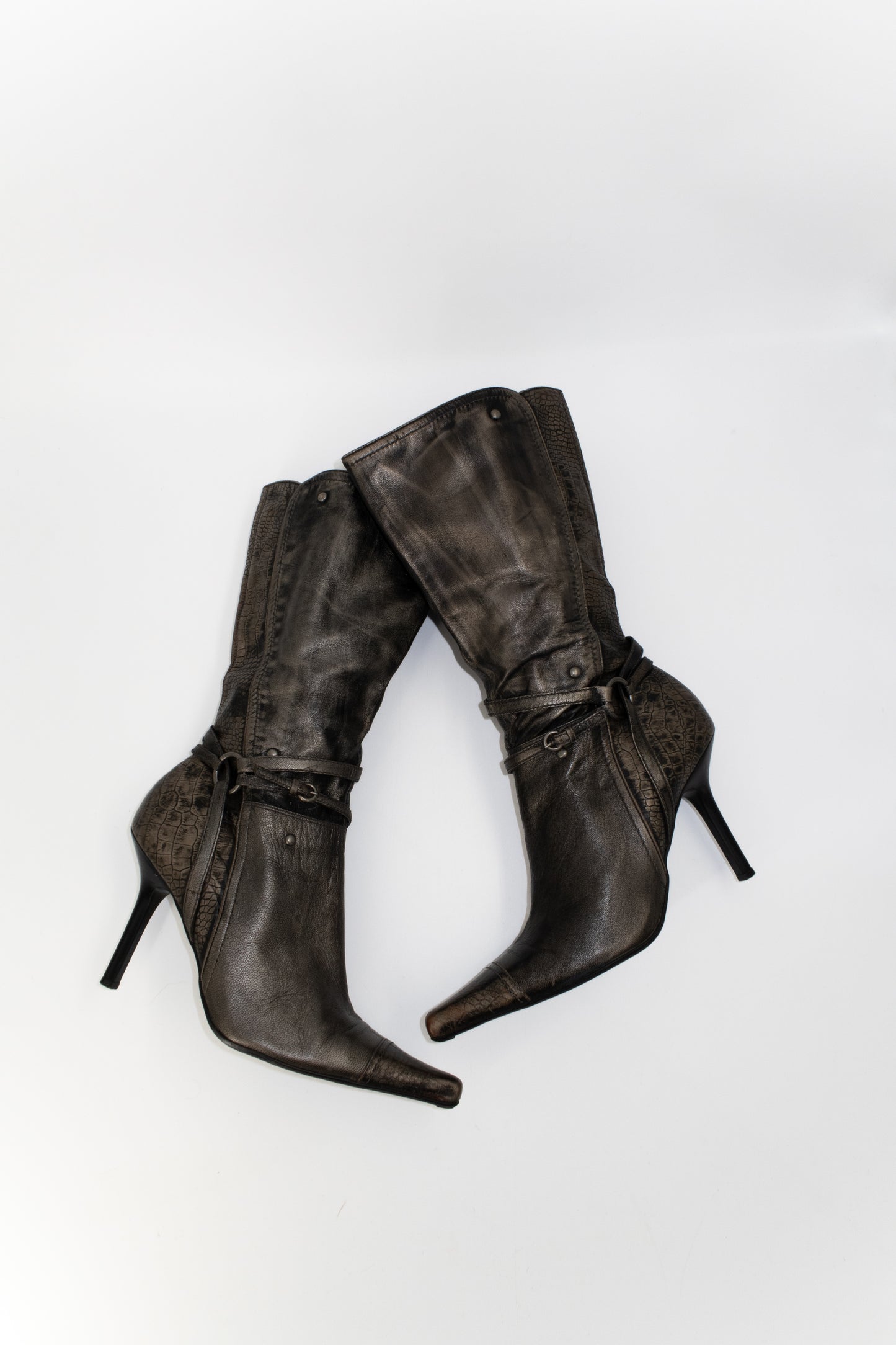 + Vintage bronze heel boots +