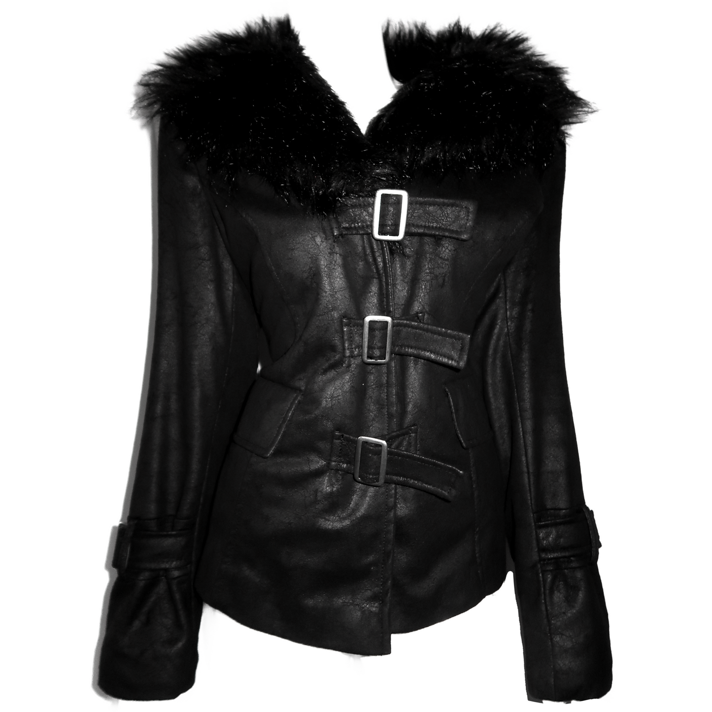 + Clasp faux fur coat +