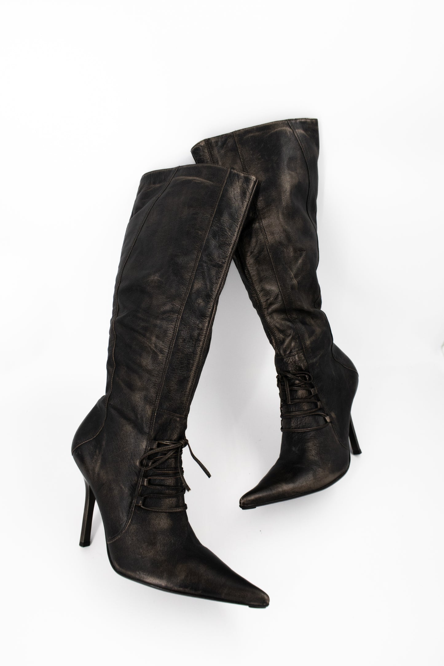 + Vintage bronze high heel boots +