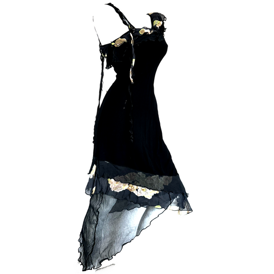 + Asymmetrical mesh dress +