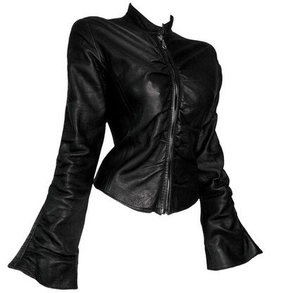 + Italian leather drapery jacket +