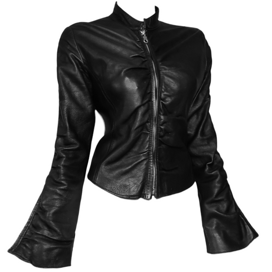 + Italian leather drapery jacket +