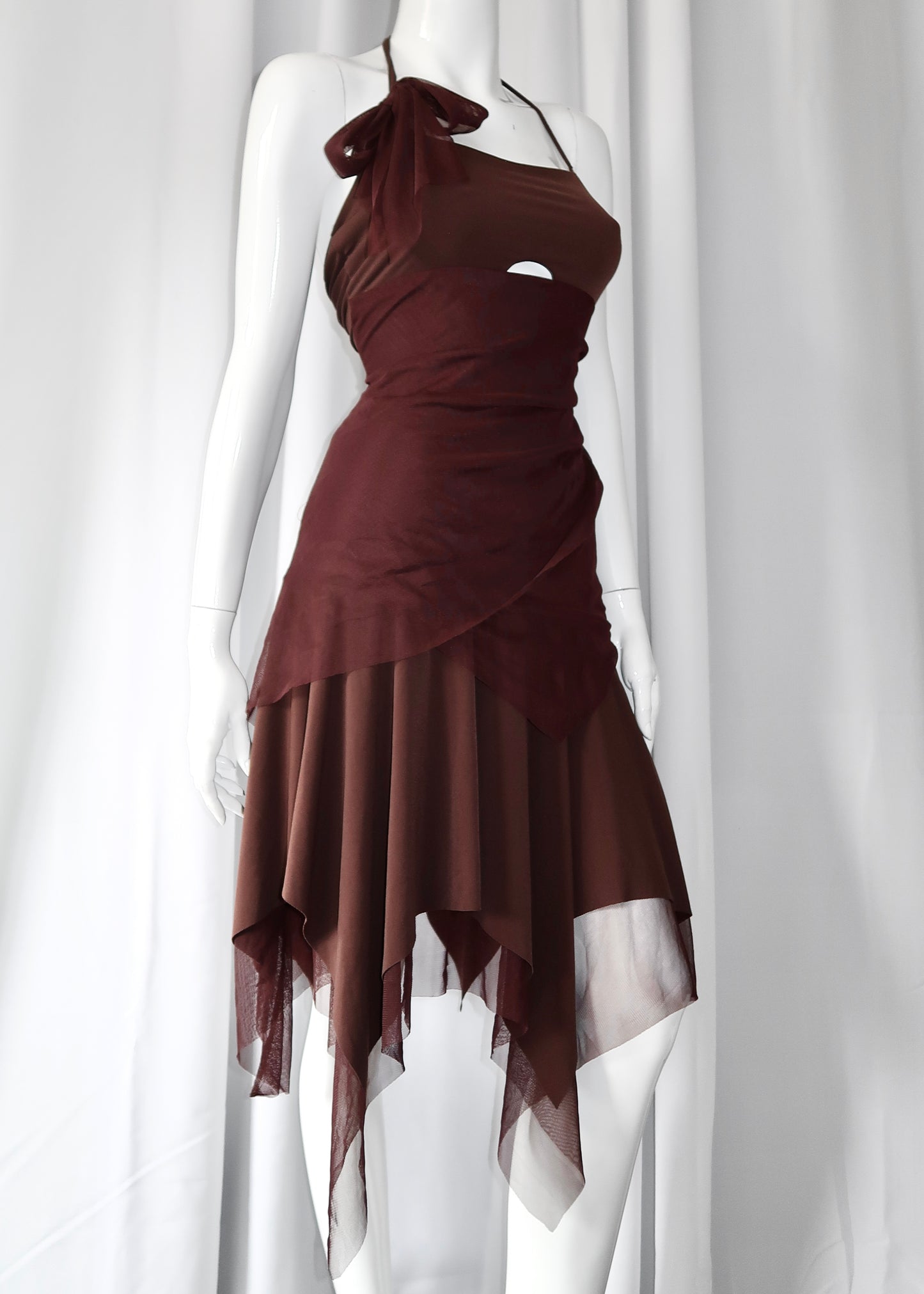 + Asymmetrical brown dress +