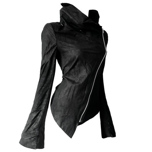 + Leather asymmetrical jacket +