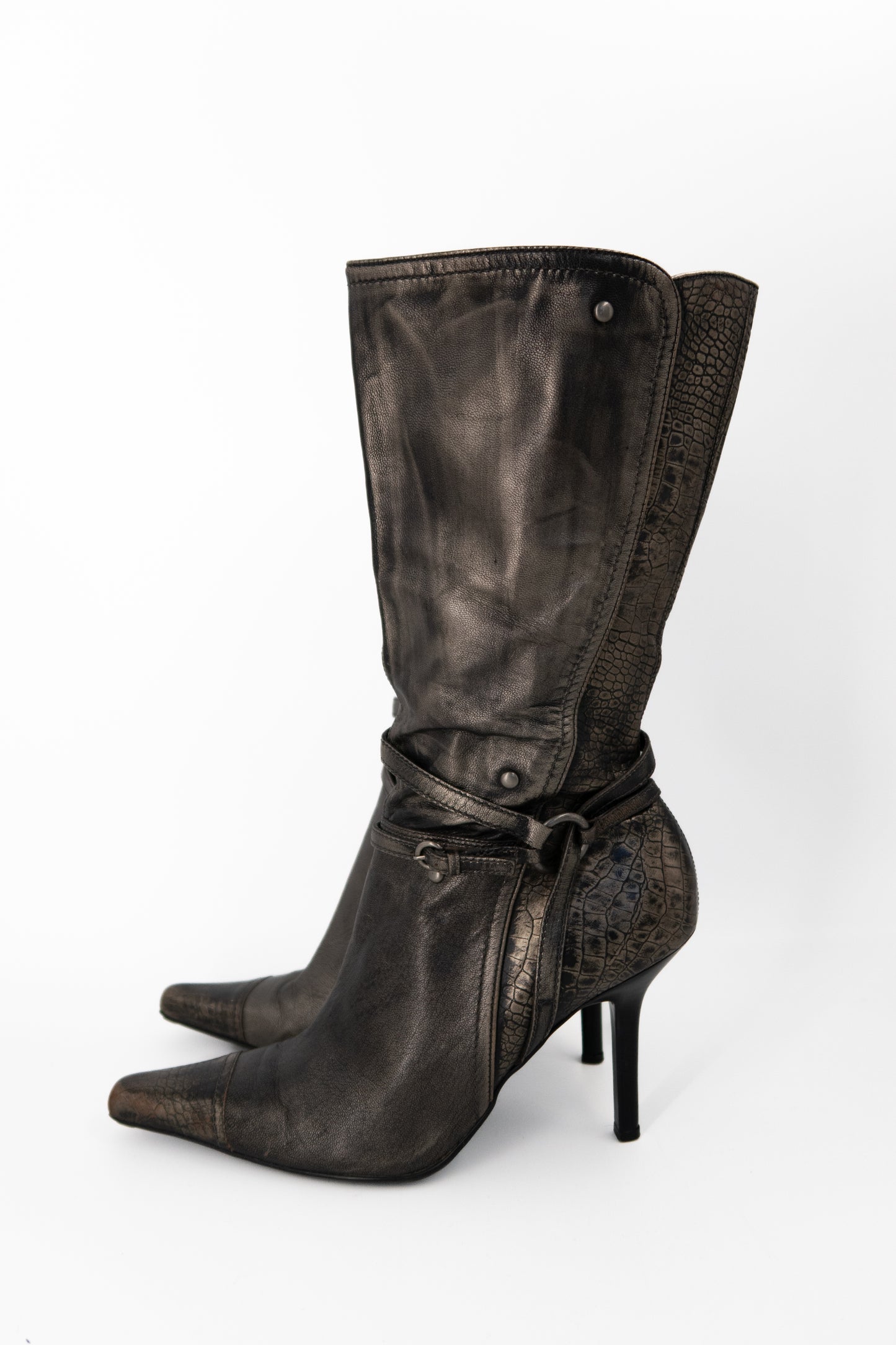 + Vintage bronze heel boots +