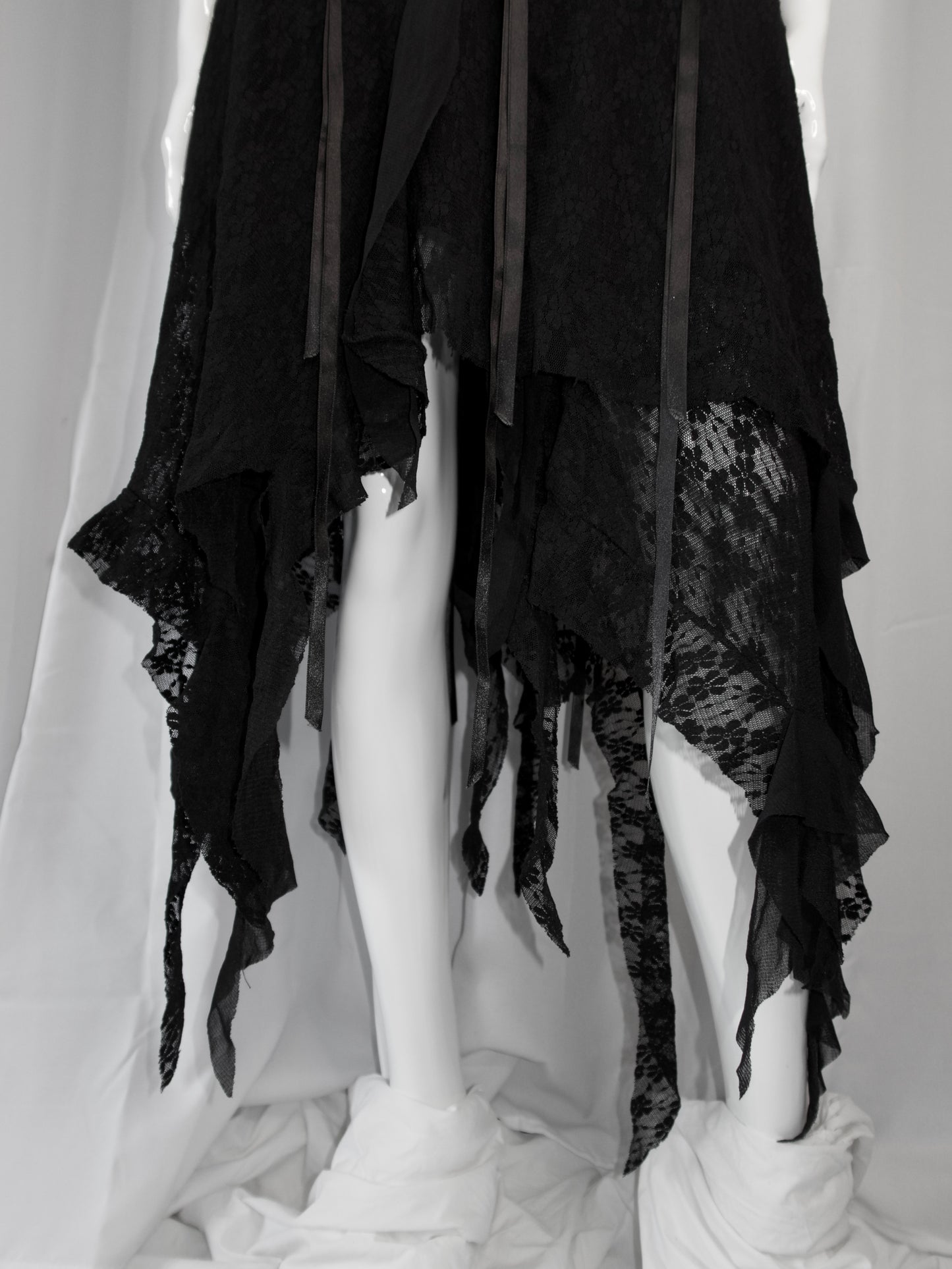 + Asymmetrical lace skirt +