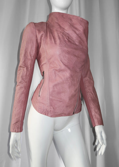 + Asymmetrical pink jacket +