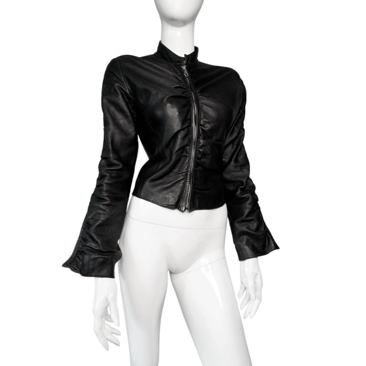 + Italian leather drapery jacket +