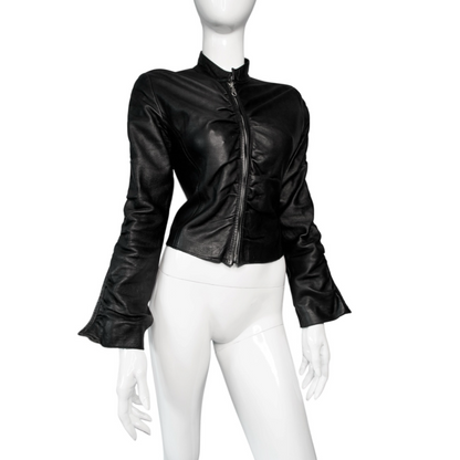 + Italian leather drapery jacket +