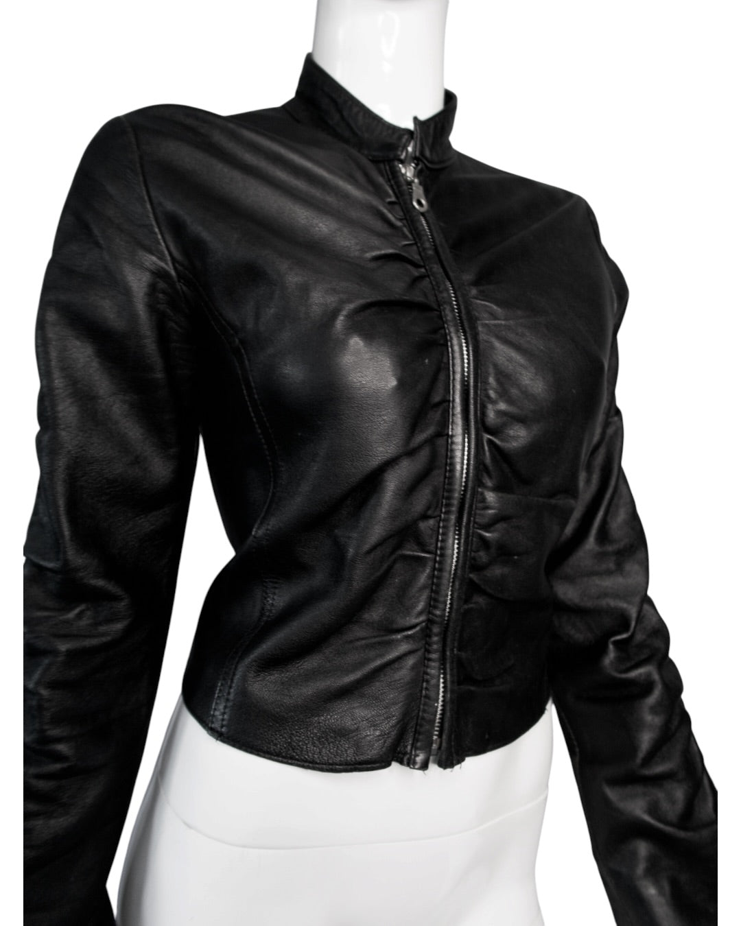 + Italian leather drapery jacket +