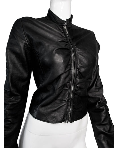 + Italian leather drapery jacket +