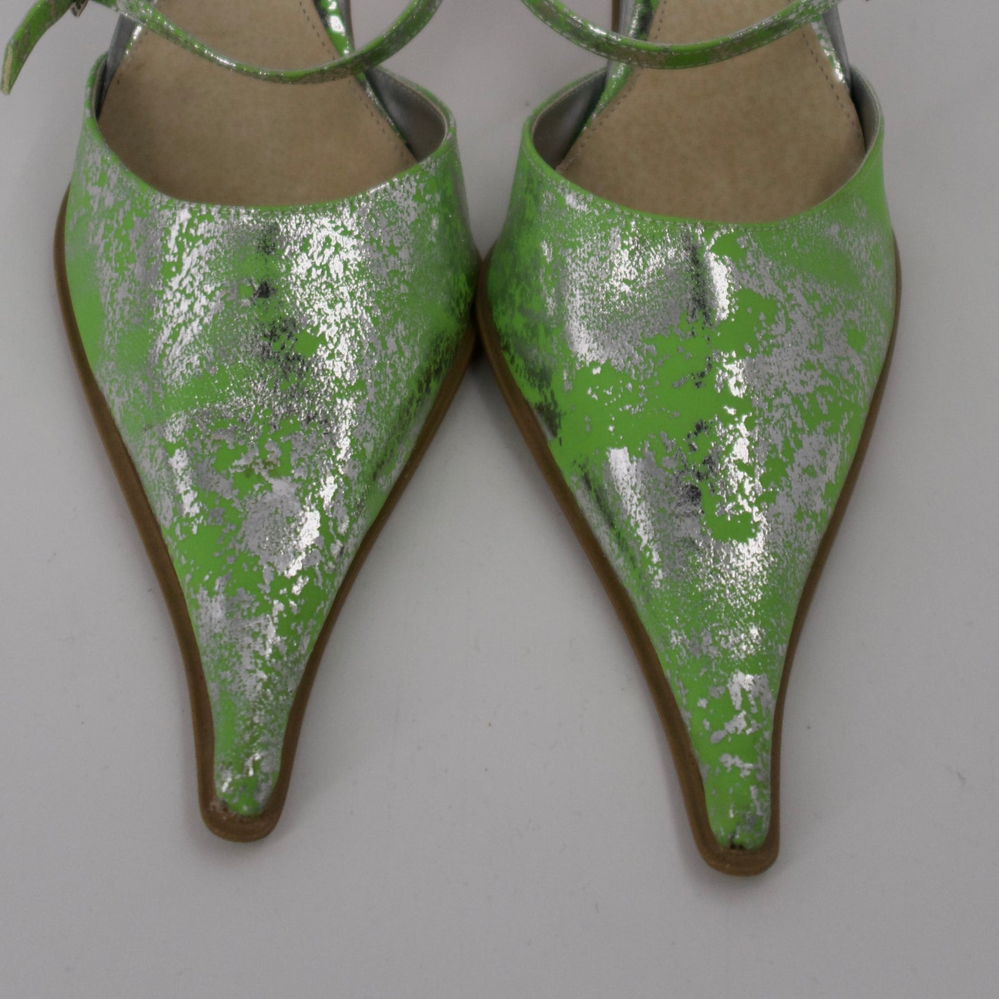 + Vintage silver and green heels +