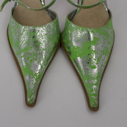 + Vintage silver and green heels +