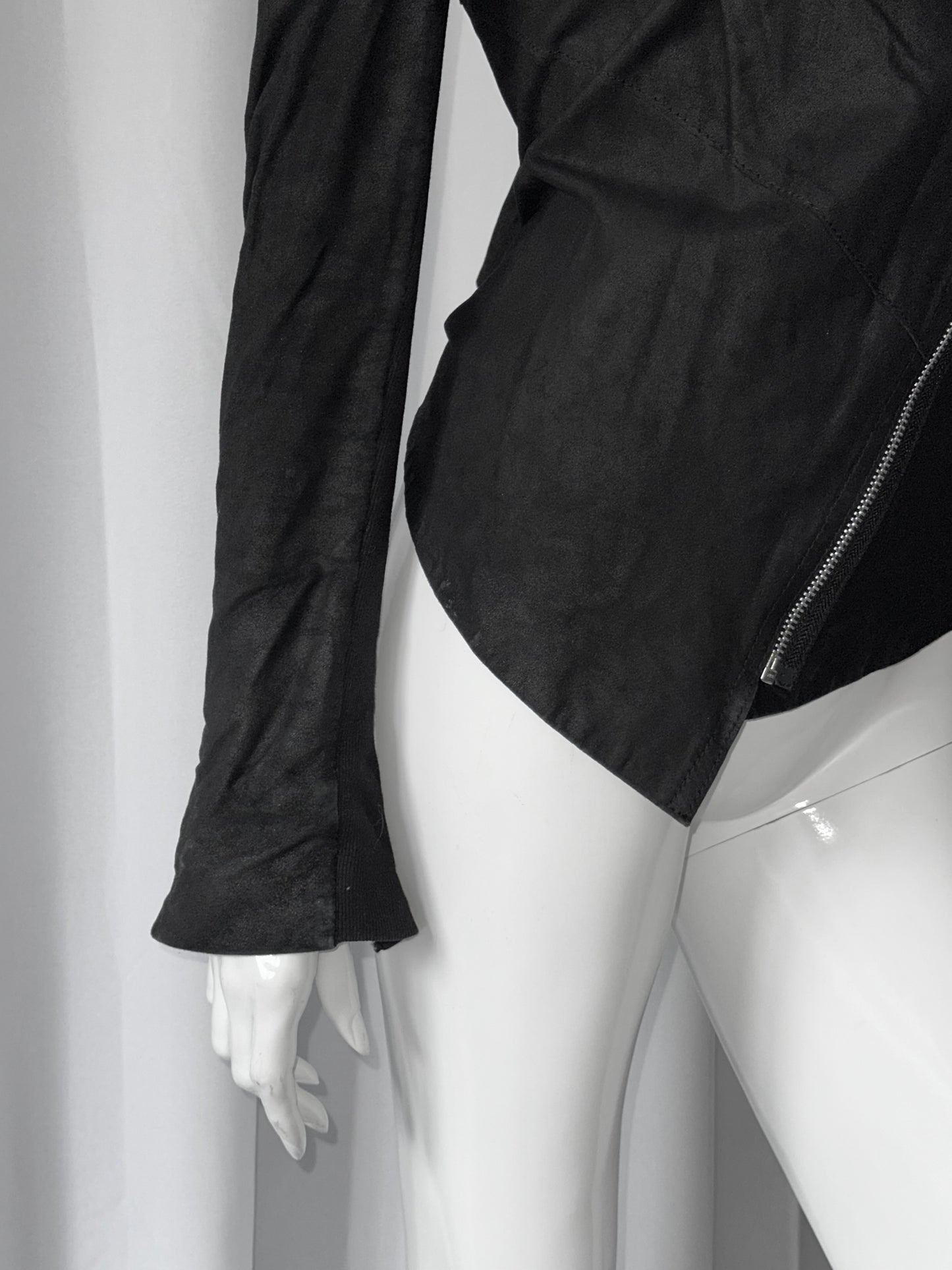 + Leather asymmetrical jacket +