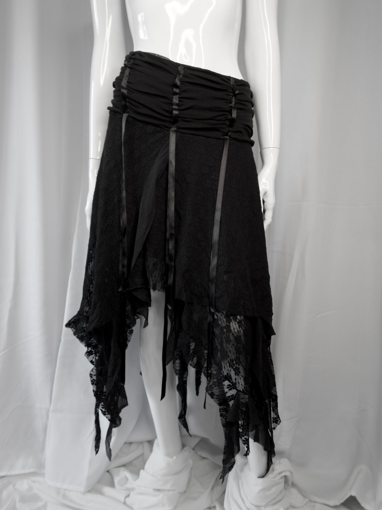 + Asymmetrical lace skirt +