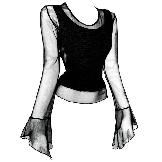 + Mesh drapery blouse +