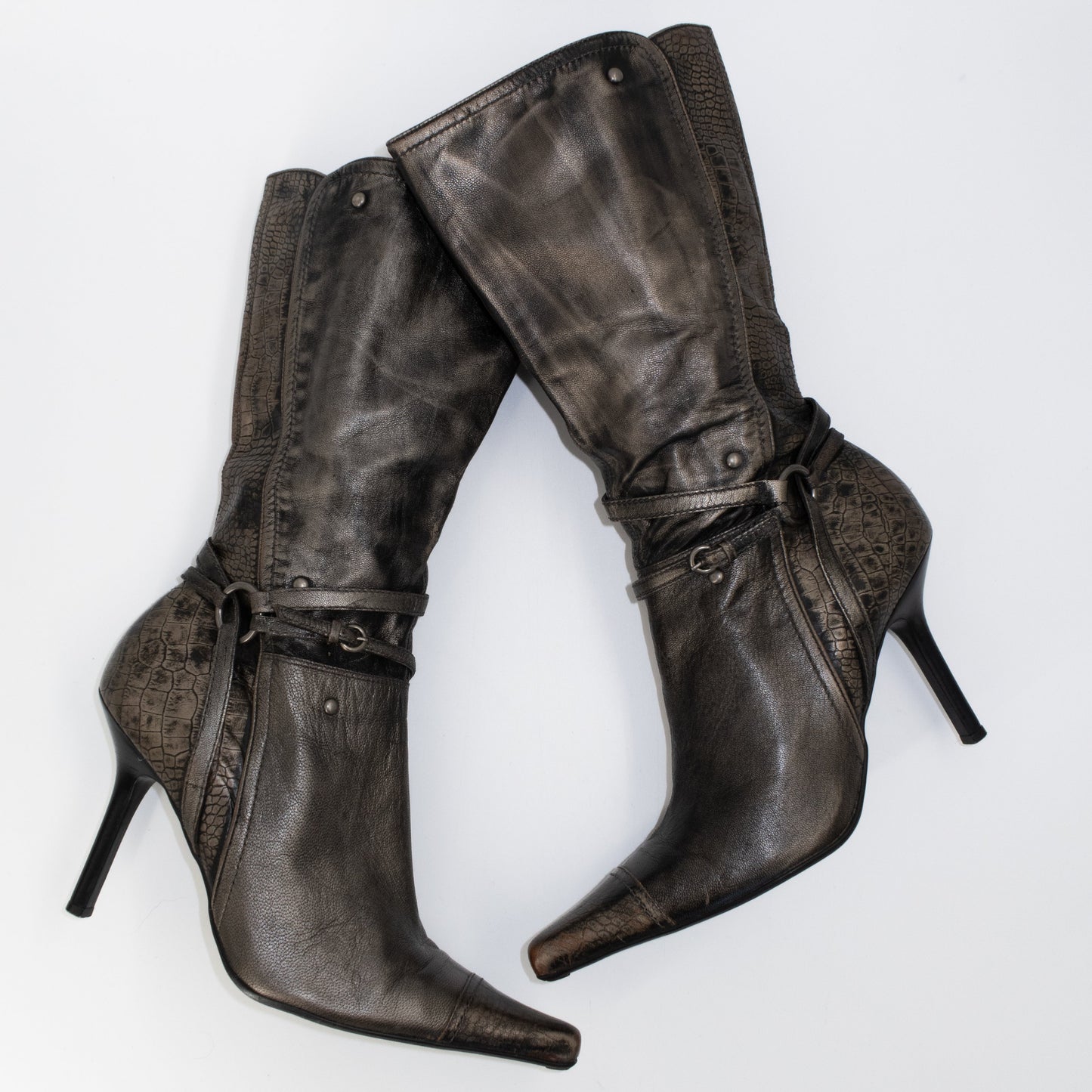 + Vintage bronze heel boots +
