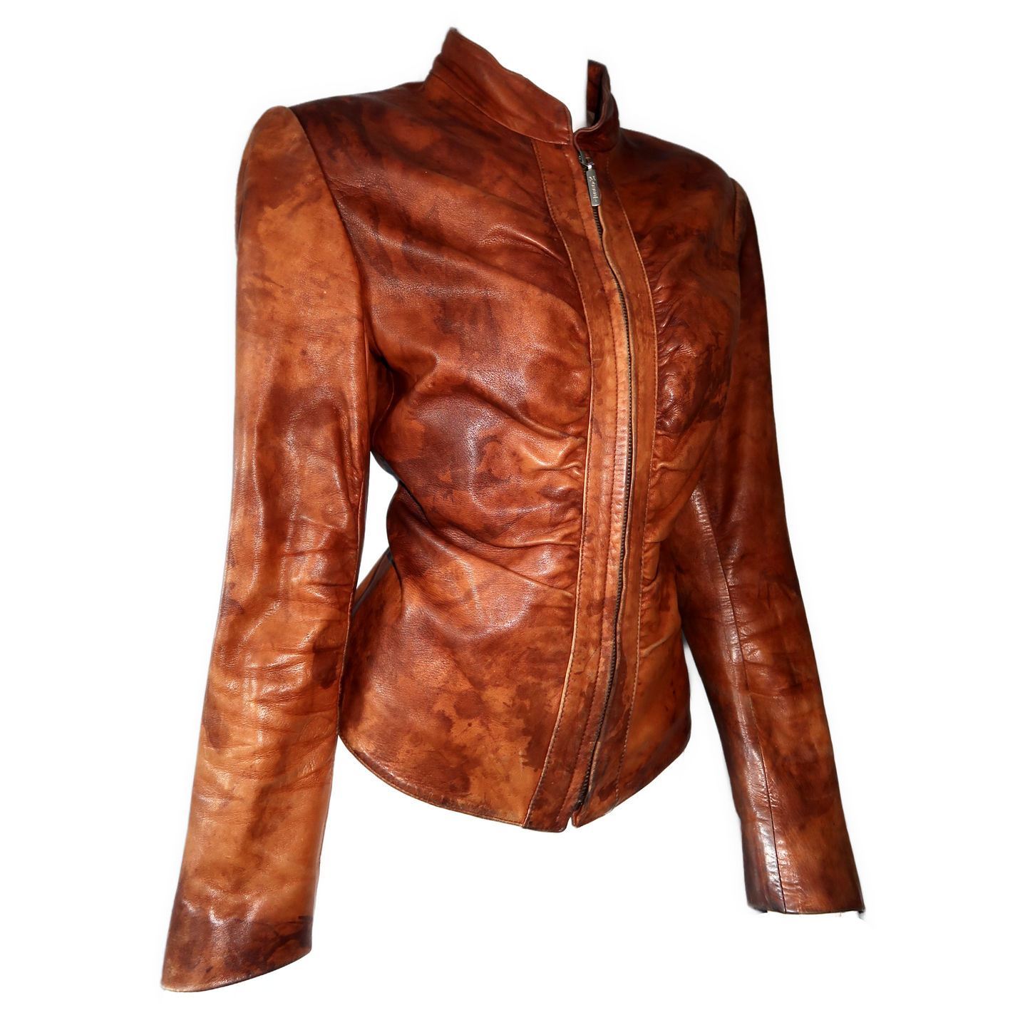 + Drapery washed leather jacket +