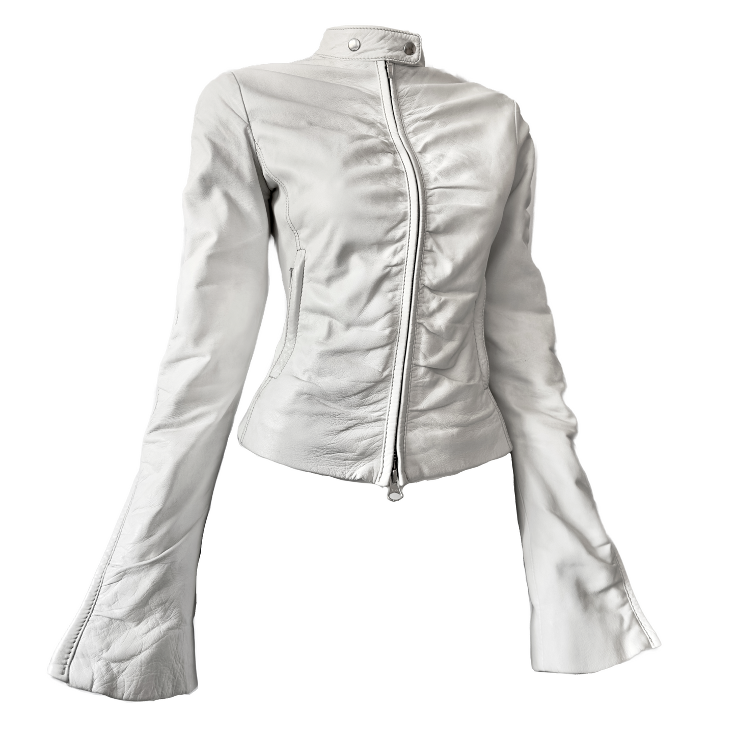 + Drapery leather white jacket +