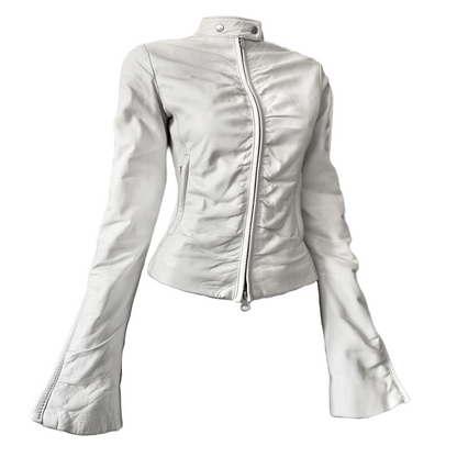 + Drapery leather white jacket +