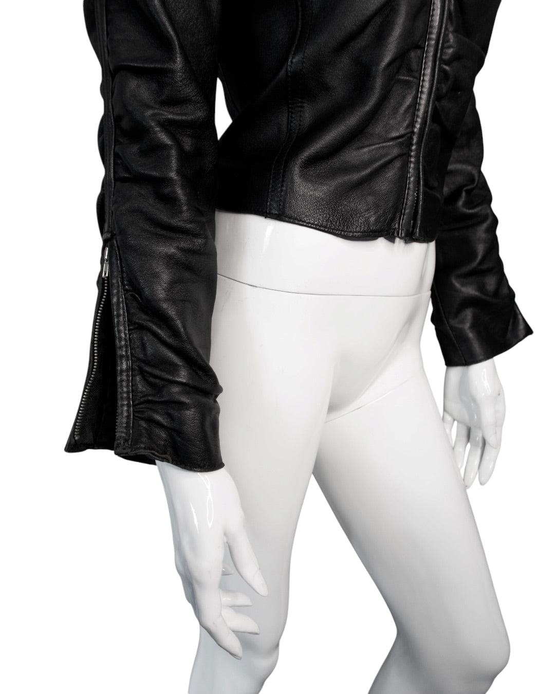 + Italian leather drapery jacket +