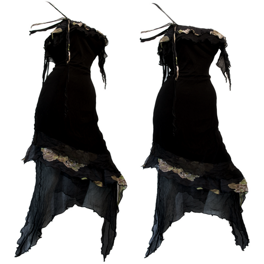 + Asymmetrical flower dress +