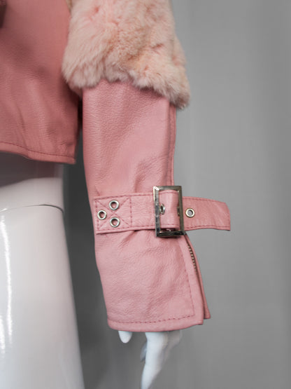+ Pink Real Leather Jacket +