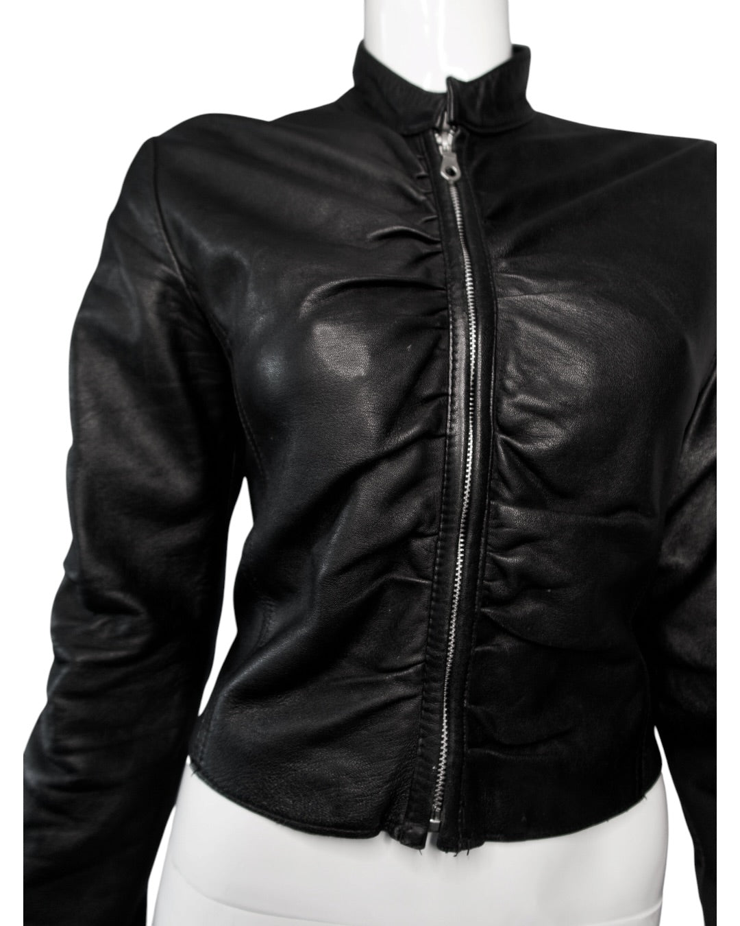 + Italian leather drapery jacket +
