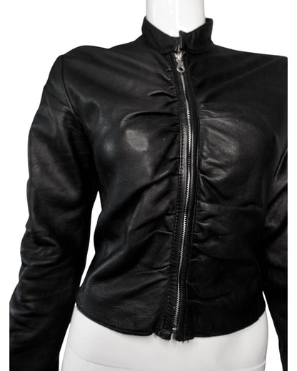+ Italian leather drapery jacket +