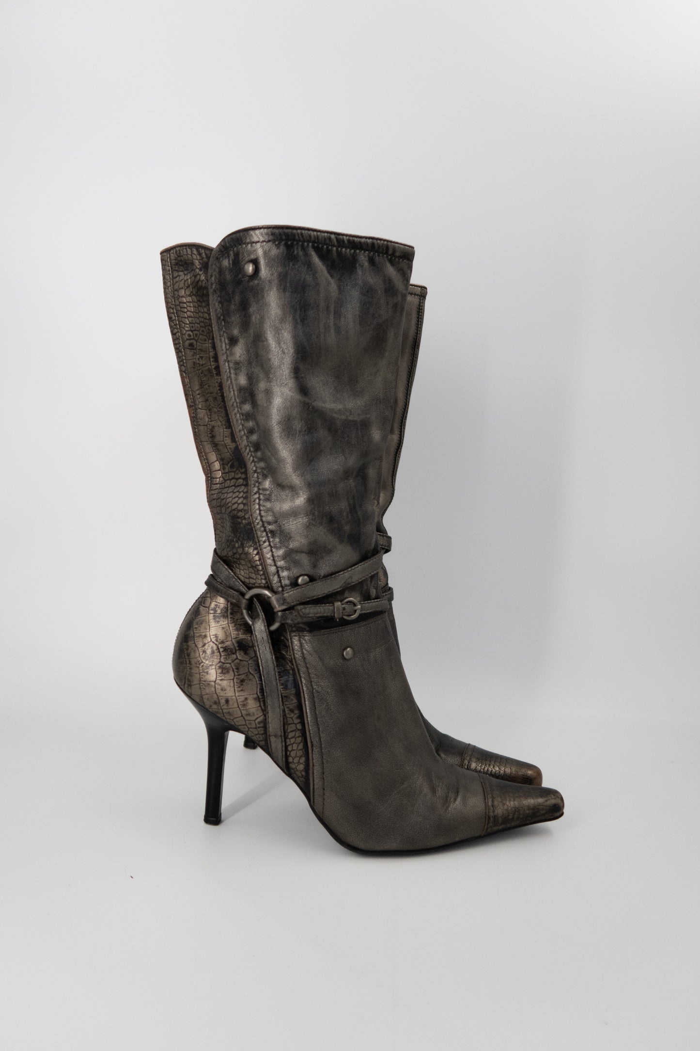 + Vintage bronze heel boots +