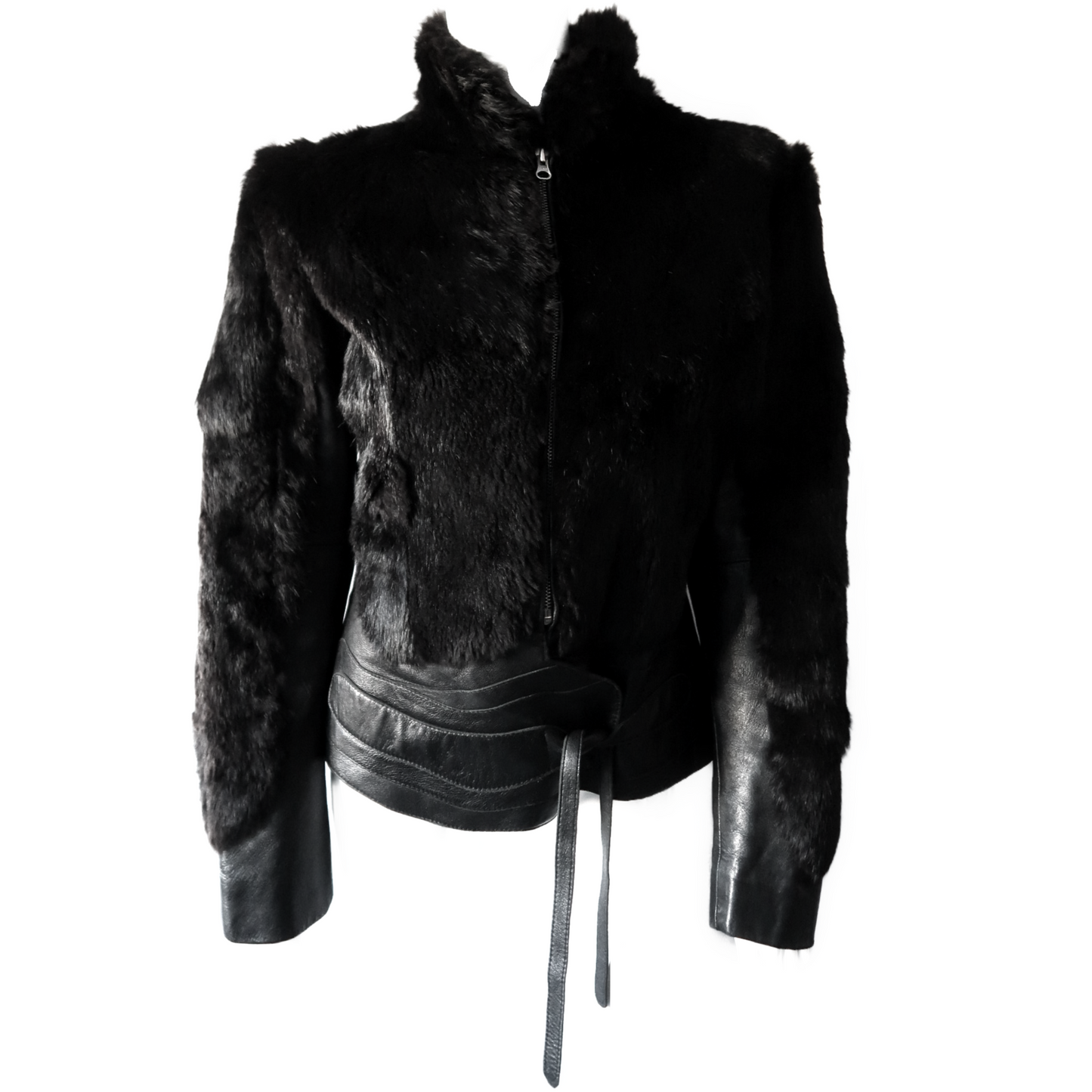 + Leather and fur moto jacket +