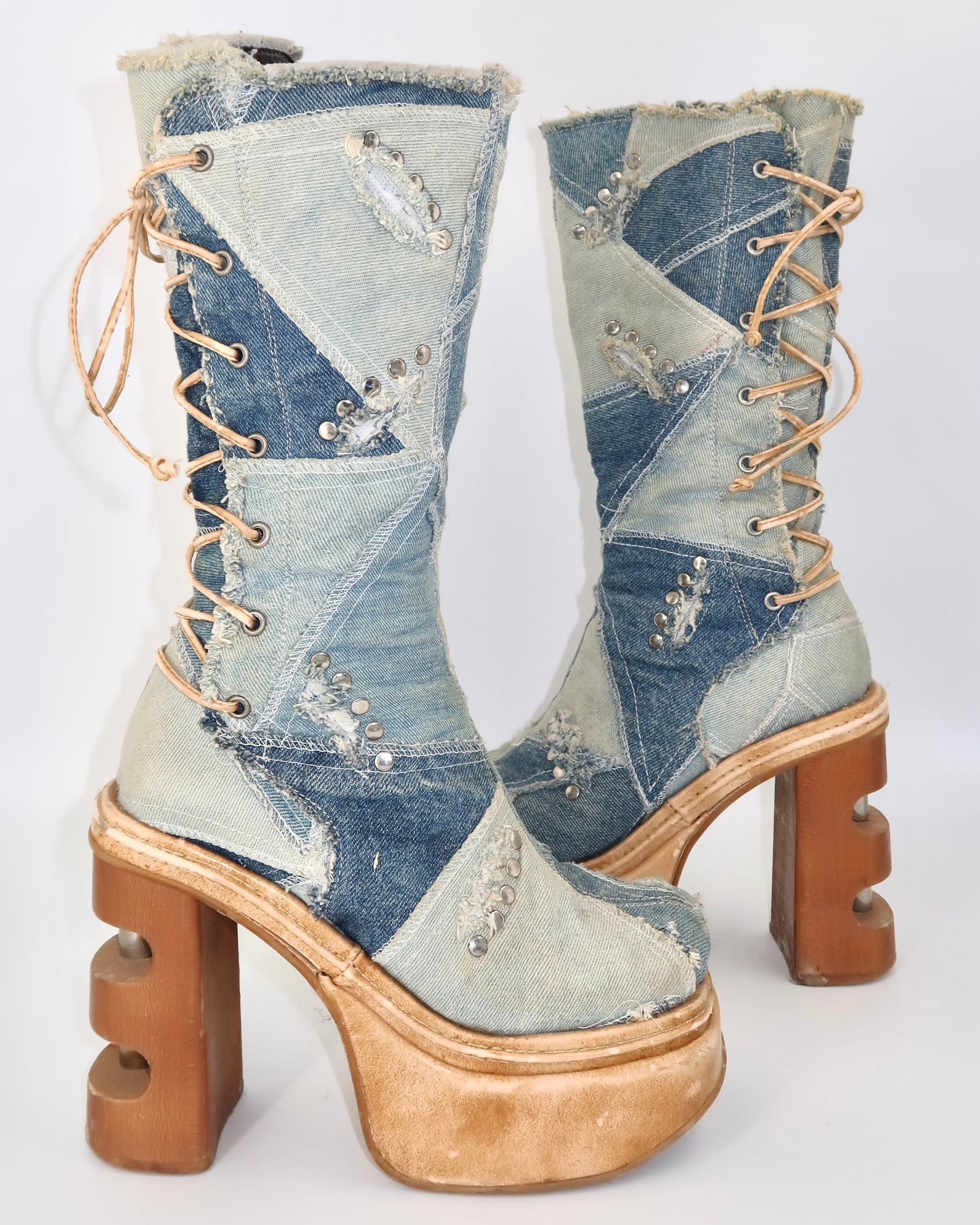+ Denim Platform Boots +