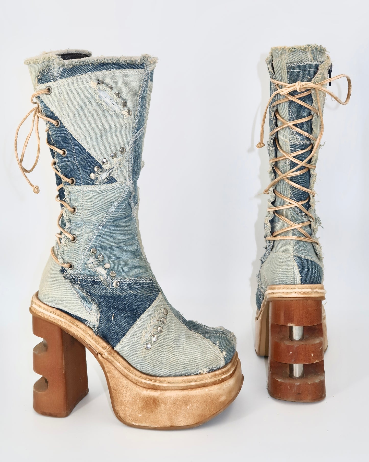 + Denim Platform Boots +