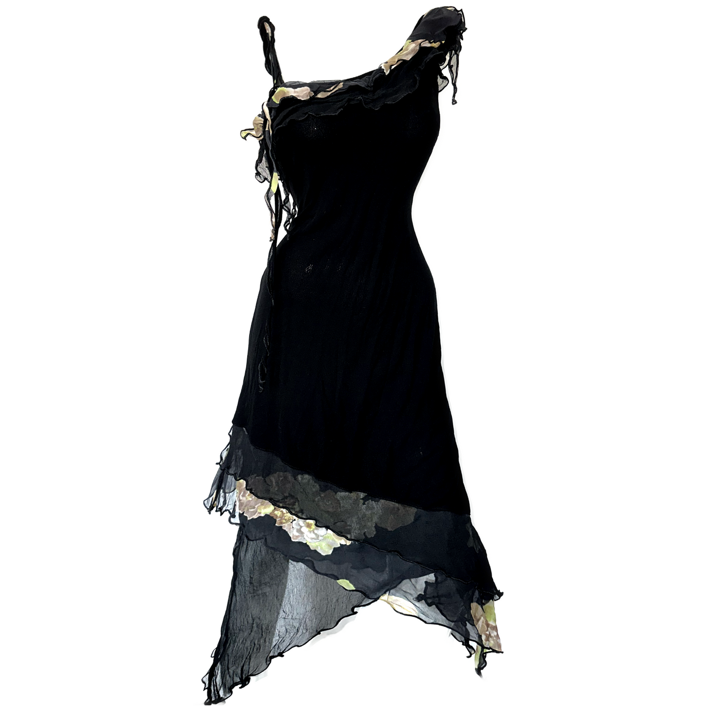 + Asymmetrical mesh dress +