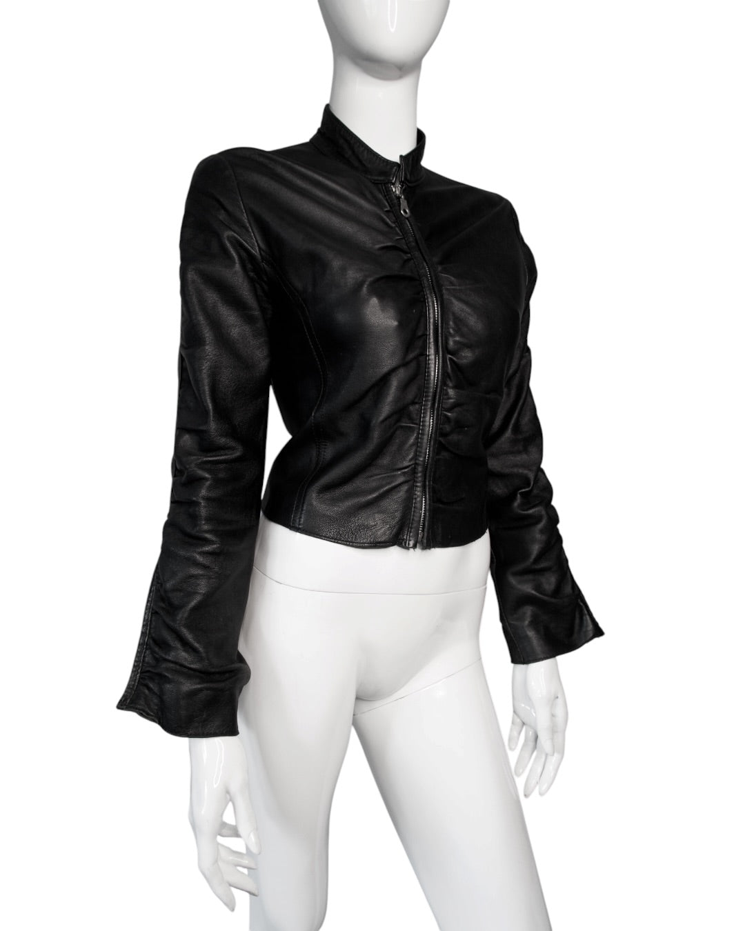 + Italian leather drapery jacket +