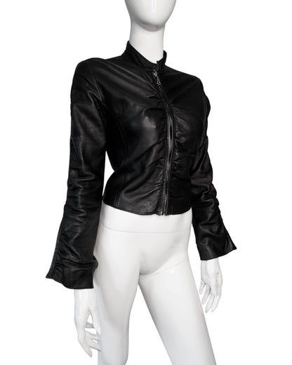 + Italian leather drapery jacket +