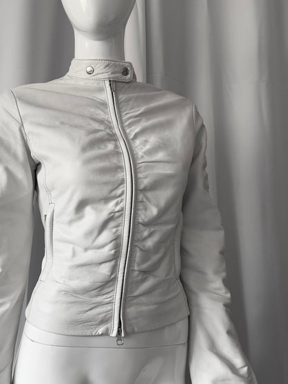 + Drapery leather white jacket +