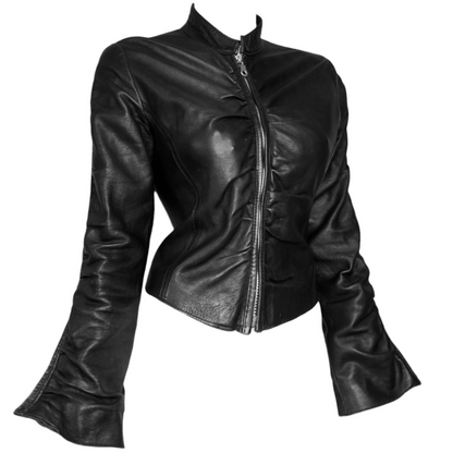 + Italian leather drapery jacket +