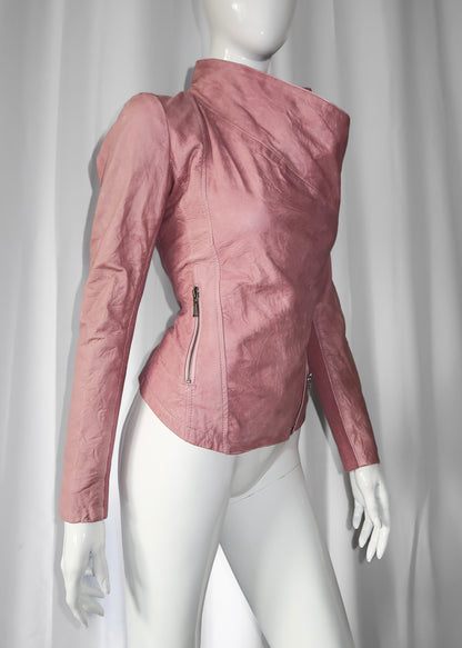 + Asymmetrical pink jacket +