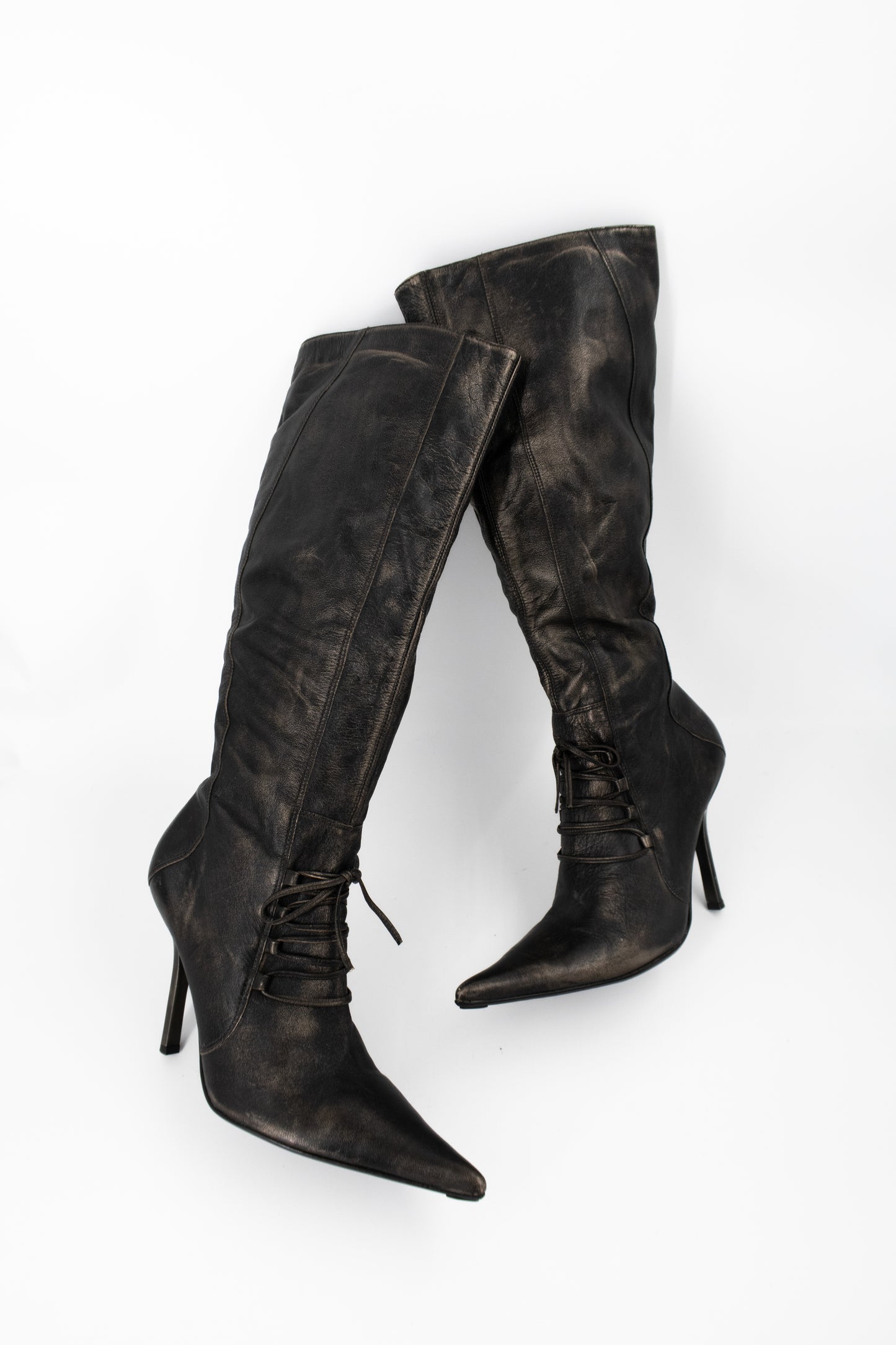 + Vintage bronze high heel boots +