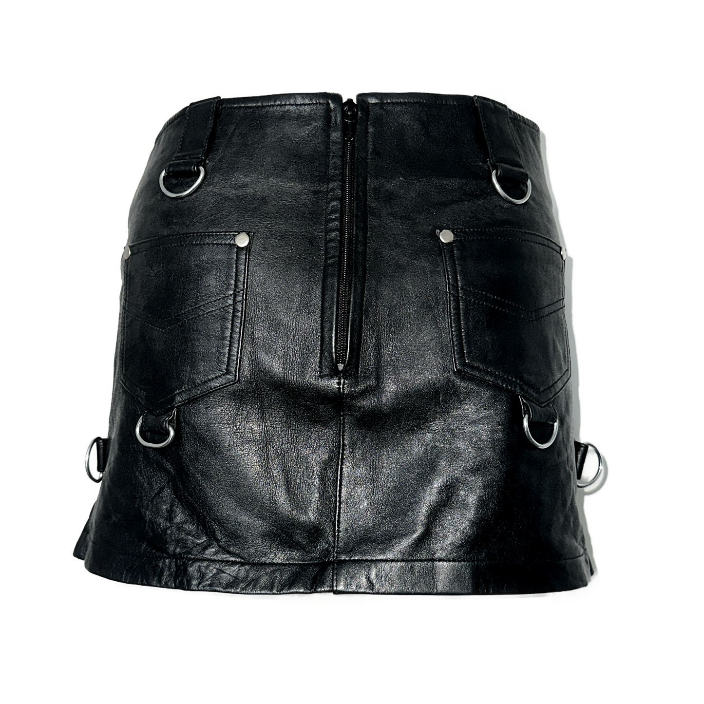 + Leather mini skirt +