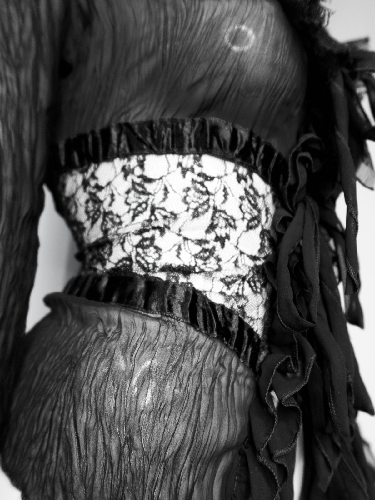 + Gothic lace mesh tied blouse +