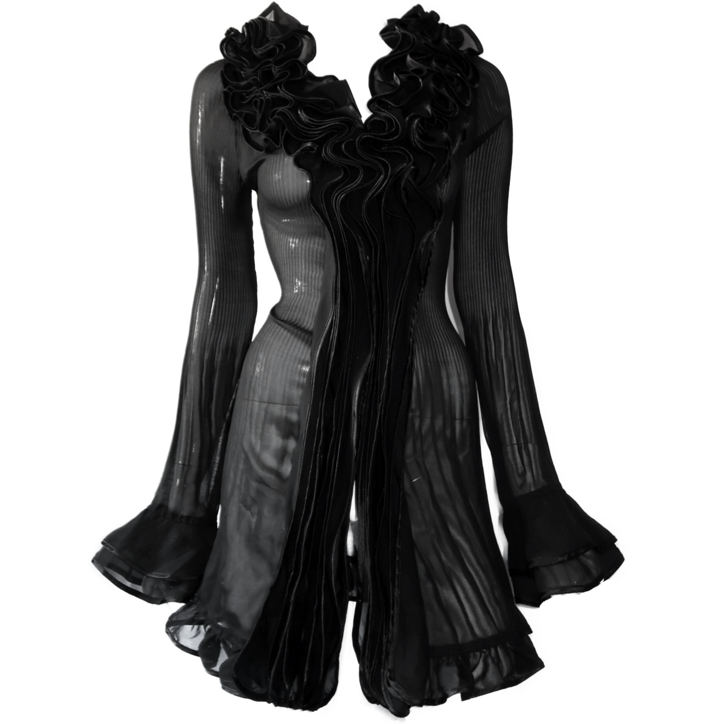 + Mesh ruffle dress +