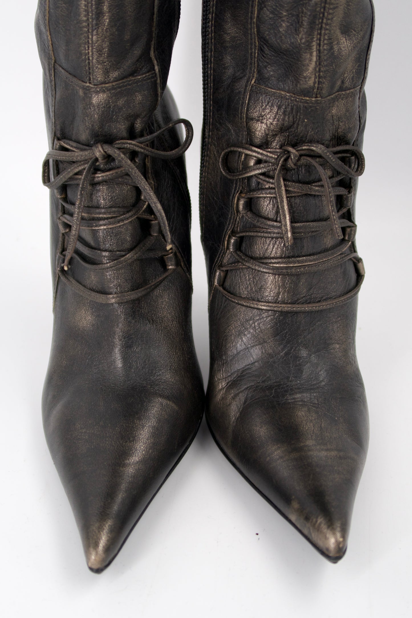 + Vintage bronze high heel boots +
