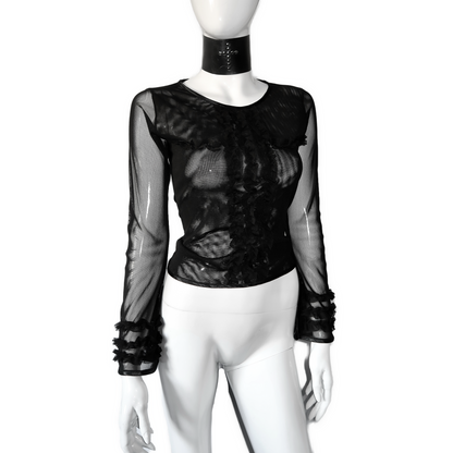 + Mesh cross blouse +